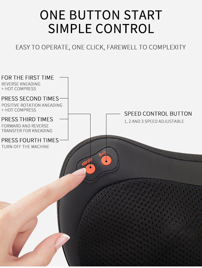 Amazon Car Home Shoulder Waist Cervical Electric Pillow Automatic Time Control Knead Shiatu Massage Pillow With Infrared Heating