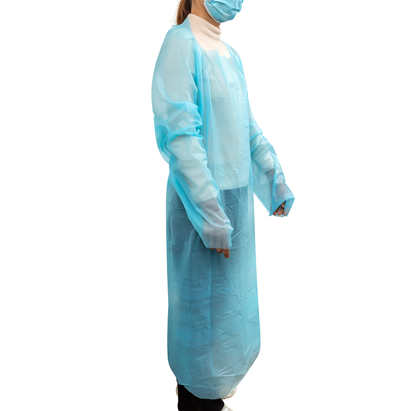  Disposable Plastic Waterproof Isolation Gown, CPE Gown with long sleeve and thumb loop
